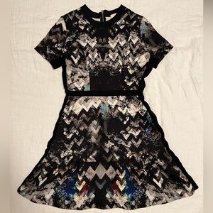 Sandro Geometric Print Dress (Black)